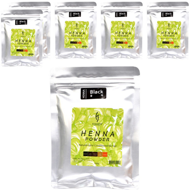 Kogen 海娜粉染髮劑 100g, 黑色, 6個
