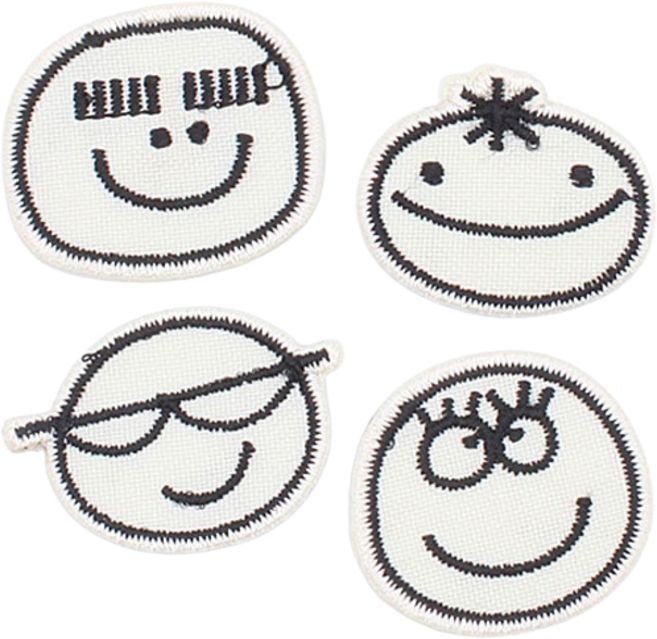 열부착 자수 와펜 송충이눈썹 + 선글라스 + 작은눈 + 속눈썹, 아이보리, 1개