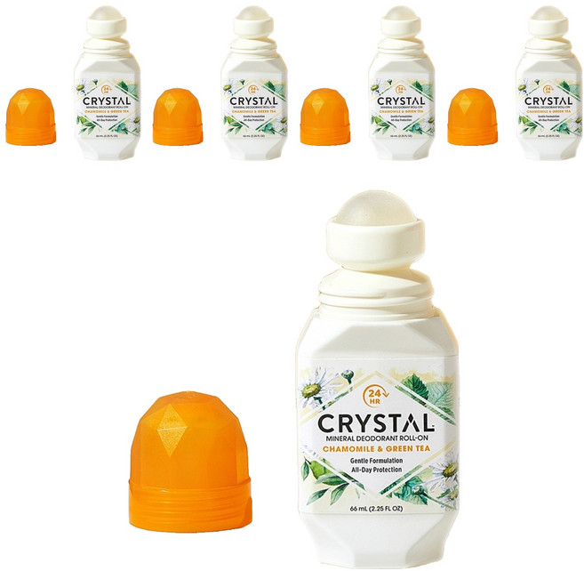 크리스탈 바디 데오드란트 롤온타입 카모마일 & 그린티, 66ml, 5개