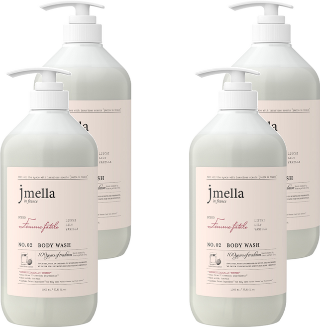 jmella 法式漫舞香水沐浴乳 No.02 Femme Fatale, 1L, 4瓶