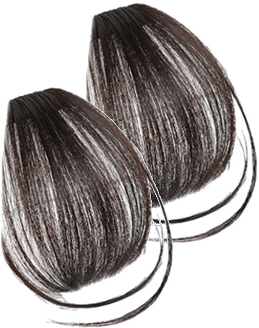 가발위드 인조모 앞머리 가발 테일형, 블랙, 2개