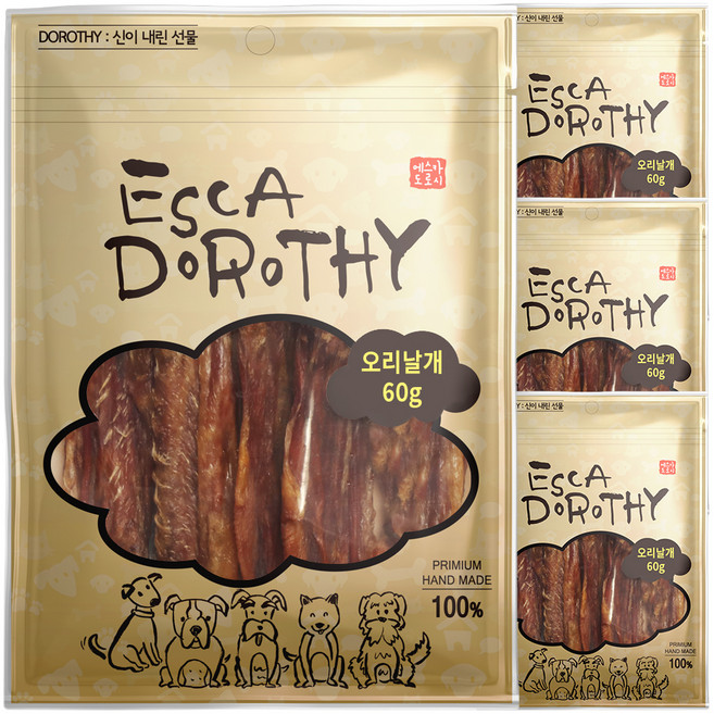 에스카도로시 반려동물 수제간식, 오리날개 맛, 60g, 4개