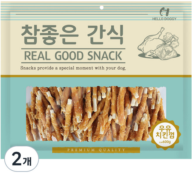참좋은간식 강아지 건조간식, 우유치킨껌, 600g, 2개
