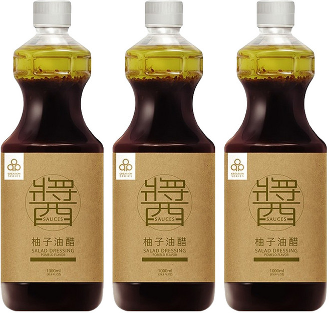 開元食品 柚子油醋醬, 1L, 3瓶