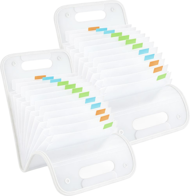 아코디언 파일 가방, 화이트, 2개