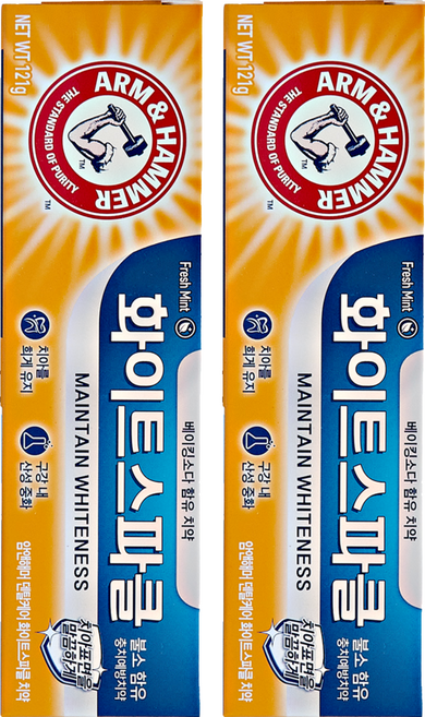 암앤해머 덴탈 케어 화이트 스파클 치약, 121g, 2개