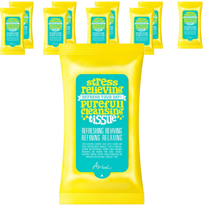 아리얼 스트레스릴리빙 퓨어풀 클렌징티슈, 15매입, 10개