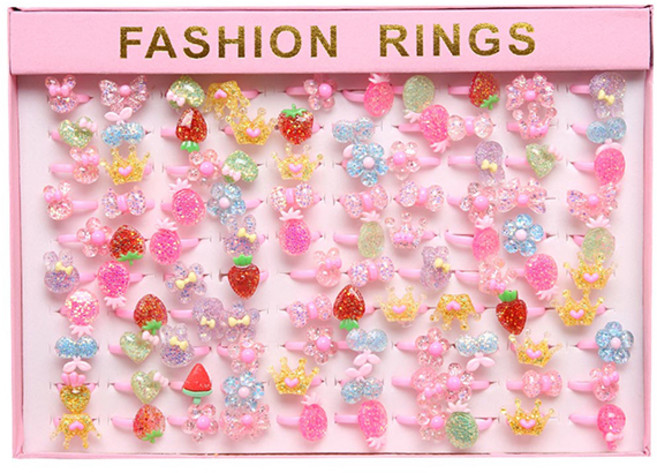 여아용 펄 반짝이 반지 세트 100p