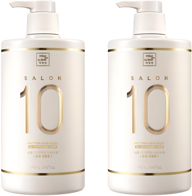 미쟝센 살롱10 단백질 에센스 헤어팩 손상 모발용, 990ml, 2개