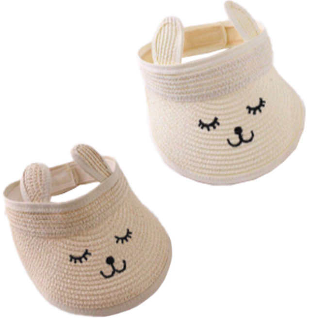 비솔 아동용 토끼 돌돌이 밀짚 썬캡 2p