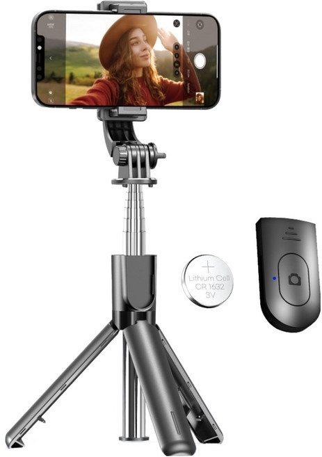 셀루미 초경량 초소형 스마트폰 셀카봉 삼각대 121g, SEL-AT680M, 매트 블랙, 1개