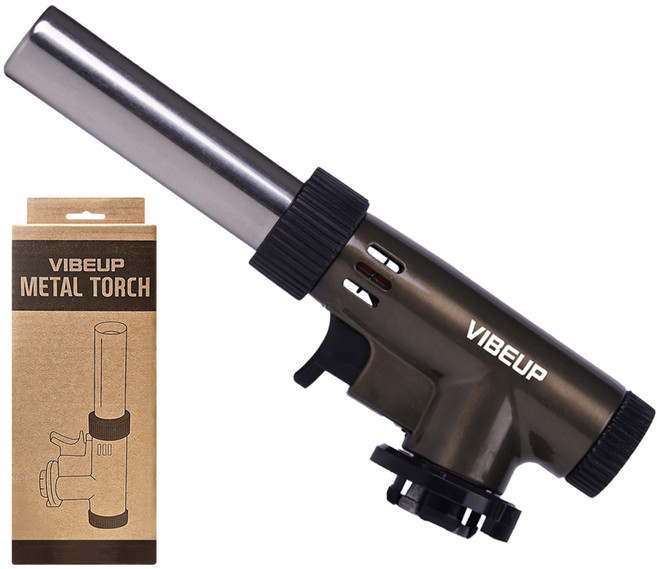 바이브업 액화방지 부탄가스 캠핑 조리 요리용 메탈토치, 실버, 1개