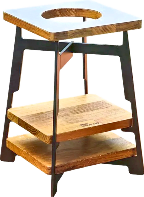 PRO KAMPING 領航家 匠人爐架 尺寸21x21x30 cm±5% 鑄鐵+櫸木, 原木色 + 黑色, 1個