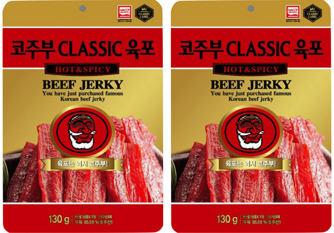 코주부 CLASSIC 육포 HOT & SPICY, 130g, 2개