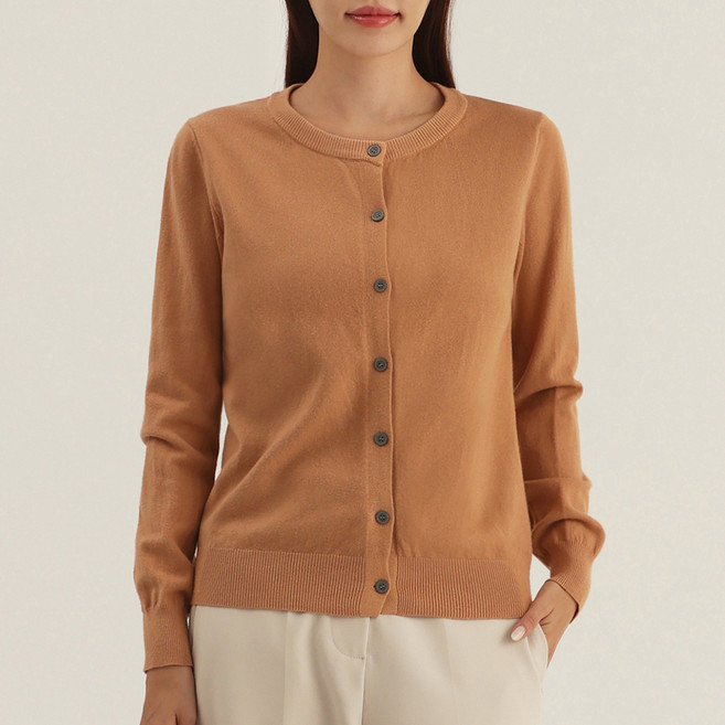 엘쏘 여성용 9컬러 라운드넥 니트 가디건