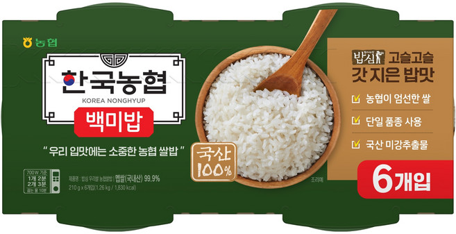 Nonghyup Bapsim 方便米飯 5 + 1, 6入, 210g