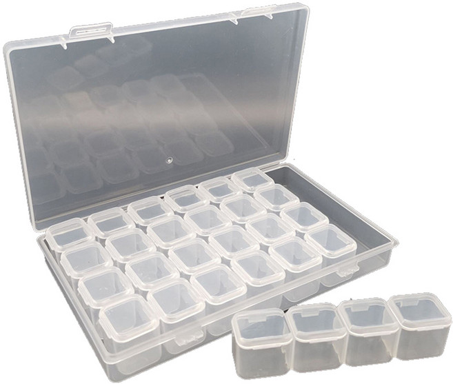 pines 미니 수납 케이스 28칸, 투명, 1세트