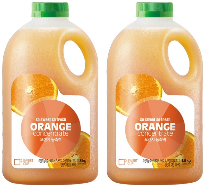 스위트컵 오렌지 농축액, 1.8kg, 2개