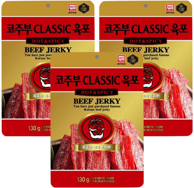 코주부 CLASSIC 육포 HOT & SPICY, 130g, 3개