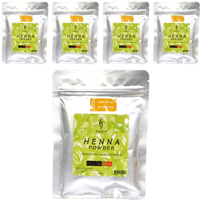 Kogen 海娜粉染髮劑 100g, 淺褐色, 5個