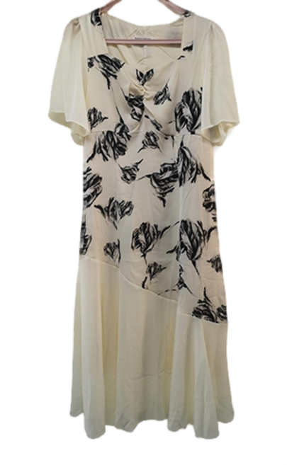 비비에모 쉬폰 슬림핏 체스트 셔링 롱 원피스 01455 빅사이즈 포함