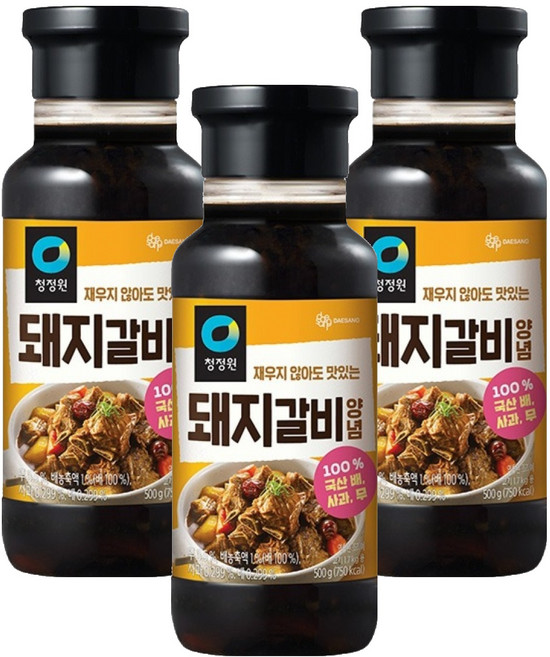 청정원 돼지갈비양념, 500g, 3개