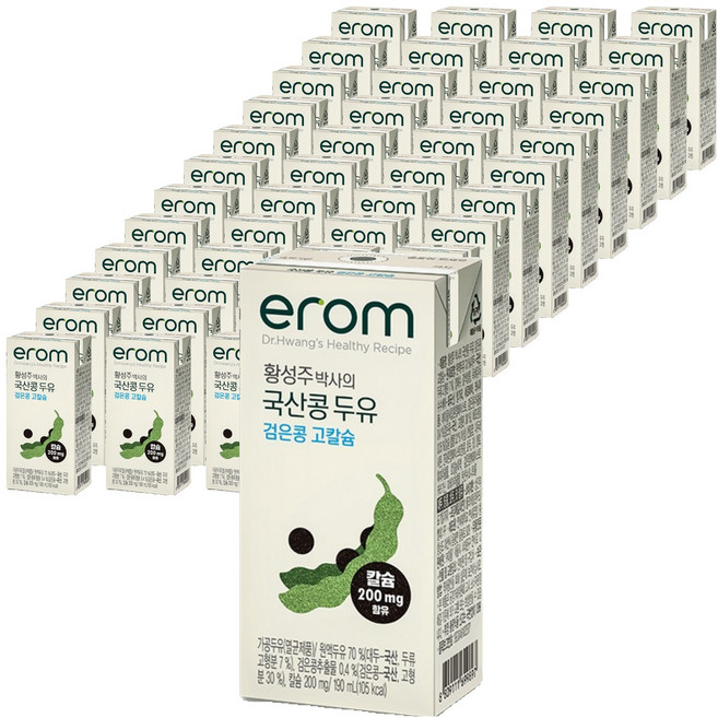 이롬 황성주 국산콩 검은콩 고칼슘 두유, 190ml, 48개