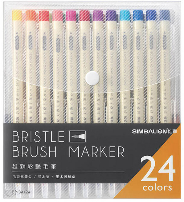 SIMBALION 雄獅 彩艷毛筆, 多色, 24支