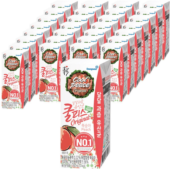 소와나무 쿨피스 복숭아, 190ml, 30개