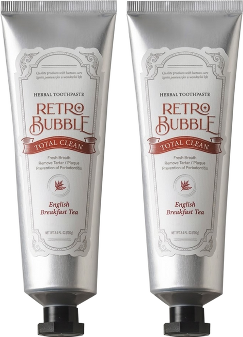 RETRO BUBBLE 全效清潔草本精品無氟牙膏 英式早餐茶口味, 100g, 2支