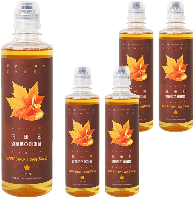 티바인 메이플 시럽, 520g, 5개