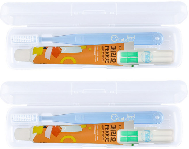 오랄라 교정용 칫솔 + 치약 + 치간칫솔 + 케이스 세트, 2세트