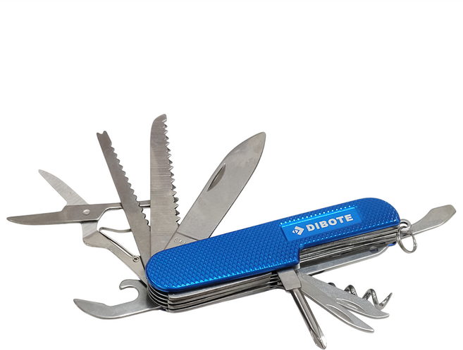 DIBOTE 迪伯特 戶外多功能12合1瑞士刀 藍色, 1個