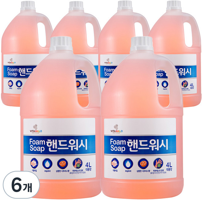 비타할로 폼 솝 핸드워시 대용량 리필 4 L, 4L, 6개