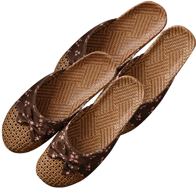 앤티스 썸머 라탄 논슬립 여성 거실화, 브라운, 2개