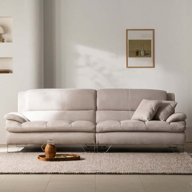 베이지메이트 베이크 아쿠아텍스 패브릭 4인용 소파 + 쿠션 2p 방문설치, 아이보리