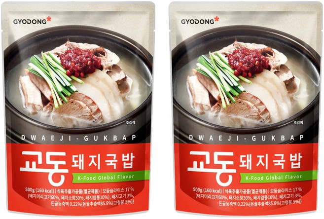 교동식품 돼지국밥, 500g, 2개