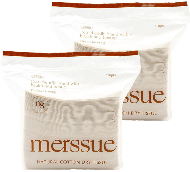 메르슈 무표백 순면 건티슈, 55g, 150개입, 2개