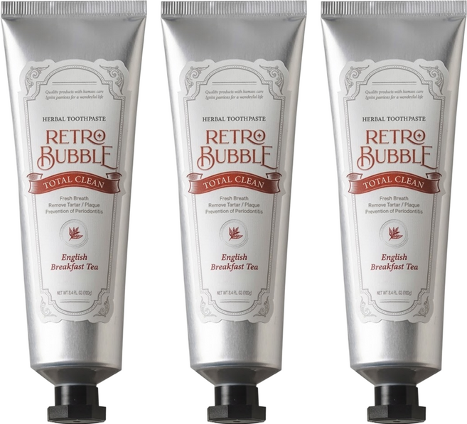 RETRO BUBBLE 全效清潔草本精品無氟牙膏 英式早餐茶口味, 100g, 3支