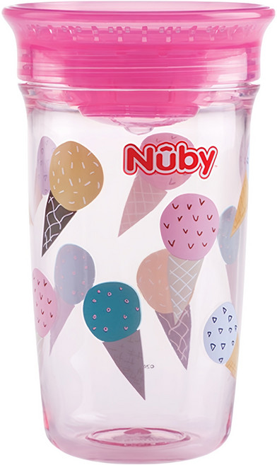 Nuby 晶透360度喝水杯 300ml, 顏色隨機, 1個