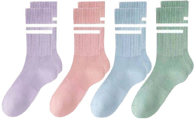 데이코지 여성용 미끄럼방지 필라테스 요가 논슬립 스포츠 중목 양말 4켤레 세트