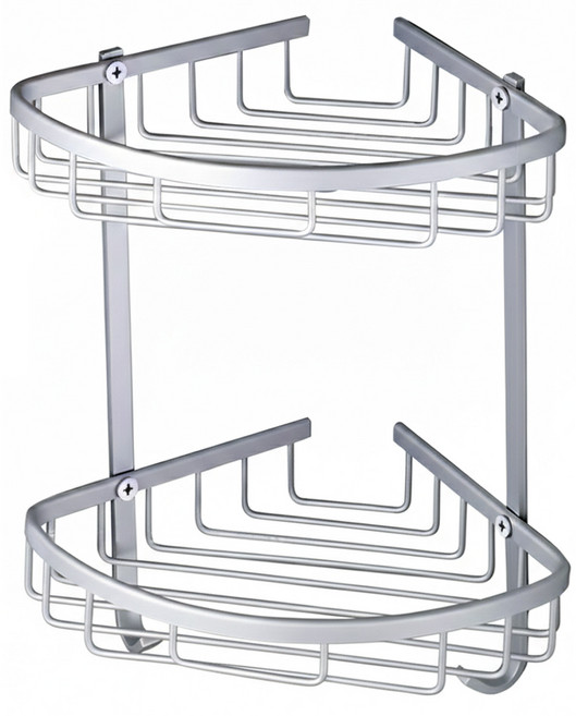 新款免打孔太空鋁雙層牆角置物架, 1個