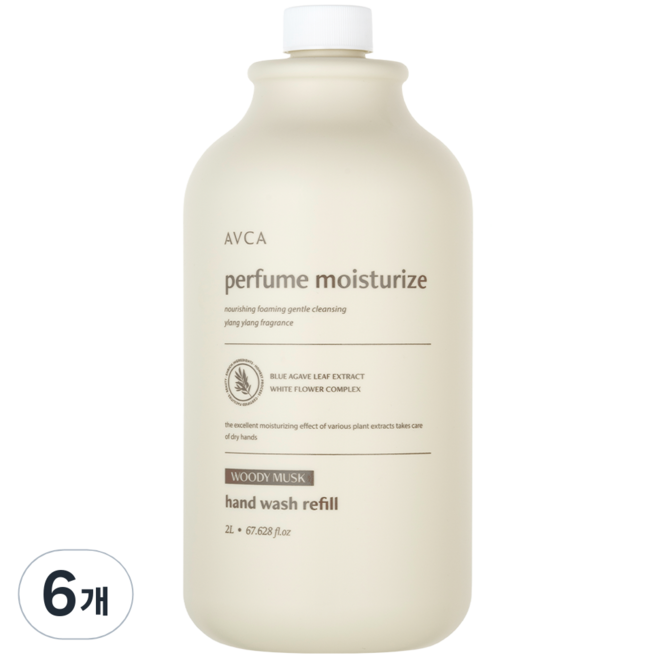 아브카 퍼퓸 핸드워시 대용량 리필 우디 머스크, 2L, 6개