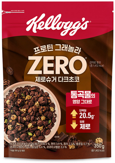 켈로그 프로틴 그래놀라 제로슈거 다크초코, 350g, 1개