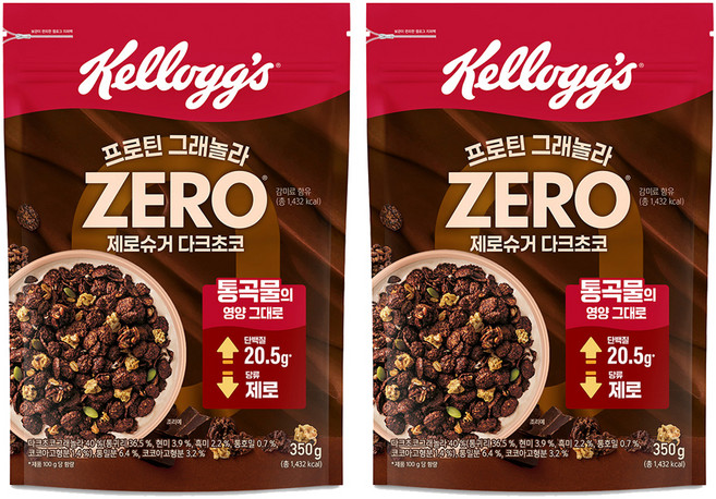 켈로그 프로틴 그래놀라 제로슈거 다크초코, 350g, 2개