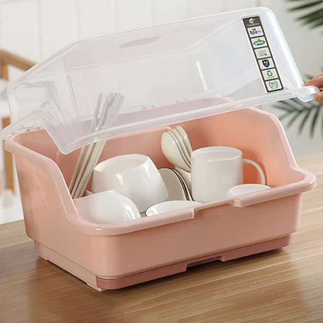 윈프라이스 서랍형 물받침 식기건조대, 1단, 인디핑크, 1개