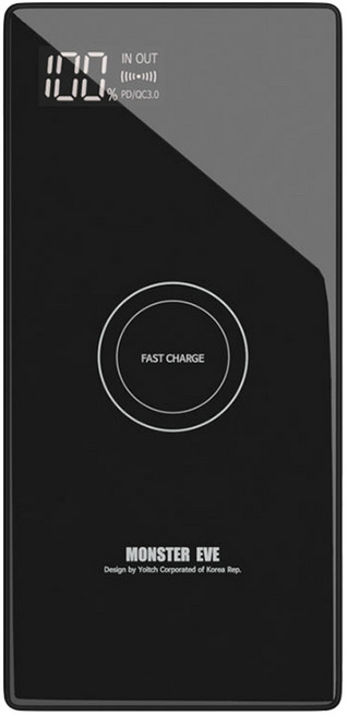 요이치 몬스터 이브 고속무선 보조배터리 20000mAh, YB-K20000, 블랙