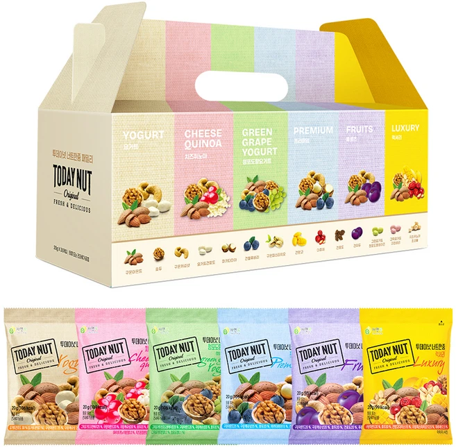 투데이넛 너트한줌 패밀리 견과 6종 선물세트 600g, 1세트 - 쿠팡