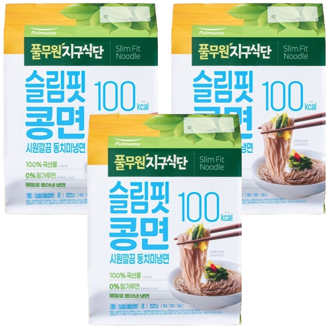 지구식단 100kcal 슬림핏콩면 시원깔끔 동치미냉면, 850g, 3개