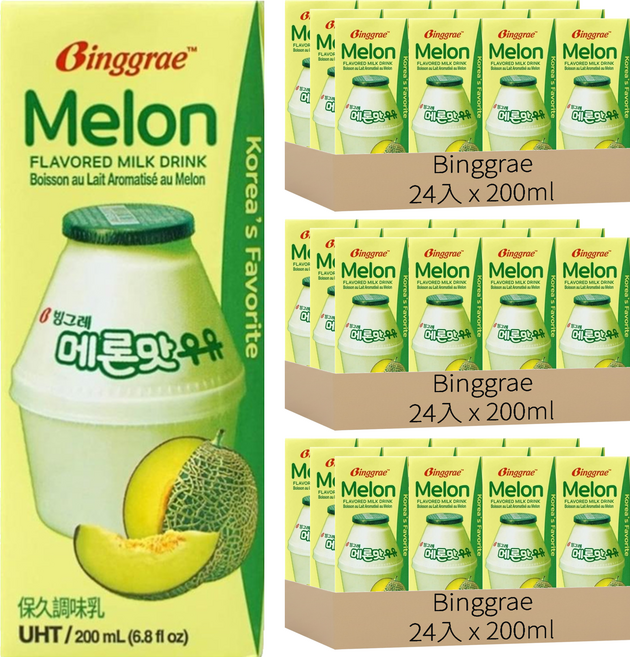 Binggrae 保久調味乳 哈密瓜風味, 200ml, 72入